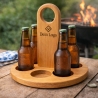 Runder Bierträger aus massiver Eiche mit Griff