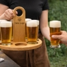Runder Bierträger aus massiver Eiche mit Griff