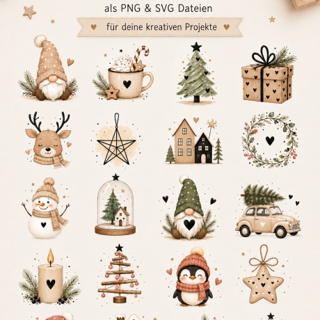 45 Weihnachtsmotive PNG & SVG – Plotterdateien & Cliparts