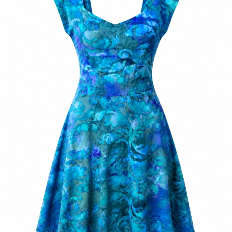 Blaues Boho-Kleid mit Batik-Design