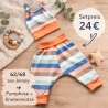 Babyset apricot blau-beige – Pumphose & Mütze 62/68 Geschenk