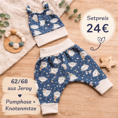 Geschenk zur Geburt Babyset Koala blau Hose & Mütze 