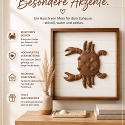 Wandbild Krabbe –  3D-gedruckte maritime Deko mit Rahmen