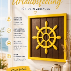 3D-Wandbild Steuerrad – Maritime mit Rahmen & Wunschfarben