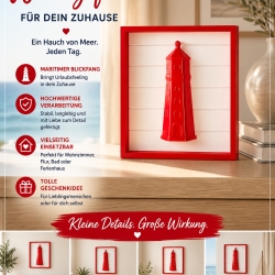 Wandbild Leuchtturm 3D-gedrucktes maritimes Bild mit Rahmen