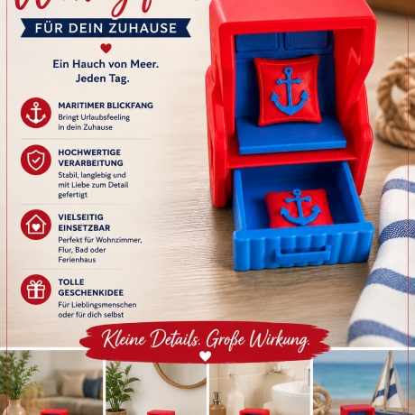 Strandkorb Deko & Aufbewahrung  Geschenkidee mit Schublade