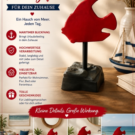 Fisch auf dem Felsen Maritim – Individuelle PLA-Dekofigur 