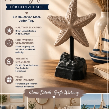 Seestern auf Felsen aus dem 3D-Drucker – Maritime Dekofigur 