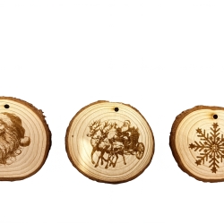 ✨ Rustikale Holzscheiben mit Lasergravur, 3er Set