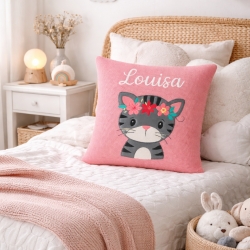 Persoanlisierte Nameskissen mit Boho Katze