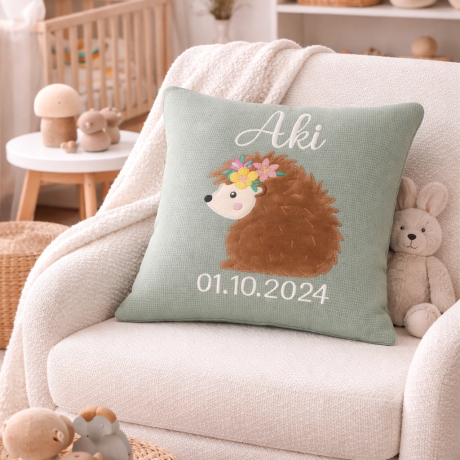 Persoanlisierte Nameskissen mit Igel