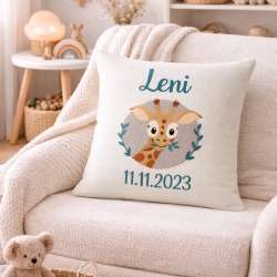 Persoanlisierte Nameskissen mit Giraffe