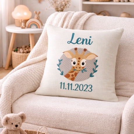 Persoanlisierte Nameskissen mit Giraffe