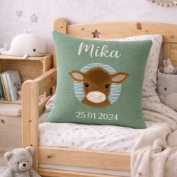 Persoanlisierte Nameskissen mit Kälbchen