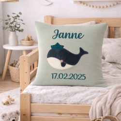 Persoanlisierte Nameskissen mit Wal