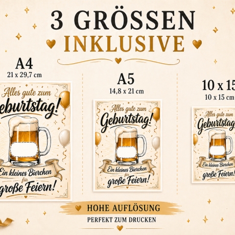 Geldgeschenk Bier Geburtstag Vorlage druckbar DIY Geschenk