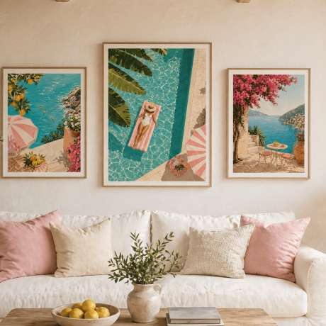 Mediterranes Poster Meer Druck,Wandbild Strand,12 Größen PDF