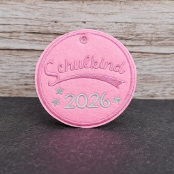 Schultütenanhänger „Schulkind 2026“ in Rosa