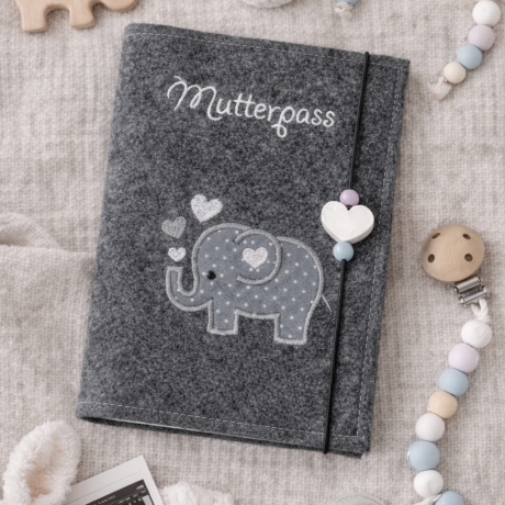 Mutterpasshülle Elefant dunkelgrau