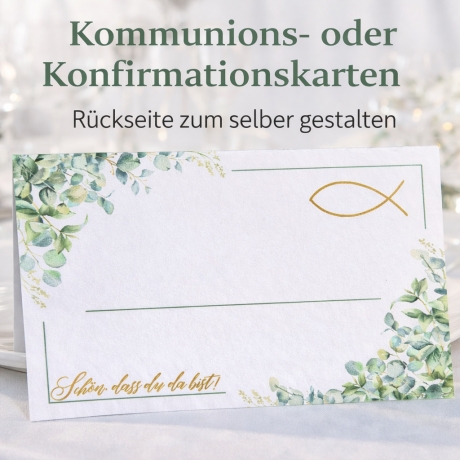 Tischkarte personalisierbar für Kommunion/Konfirmation|Namenskart