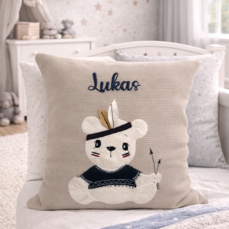 Persoanlisierte Nameskissen mit Indianerbär