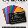 Alu-Visitenkarten mit Lasergravur – verschiedene Farben