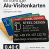 Alu-Visitenkarten mit Lasergravur – verschiedene Farben