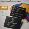 Alu-Visitenkarten mit Lasergravur – verschiedene Farben