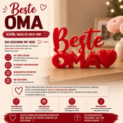 Beste Oma mit Herz-Aussparung –  Geschenk zum Hinstellen