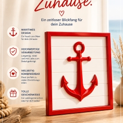 Personalisiertes 3D-Wandbild Anker – Maritime Wanddeko mit Rahmen