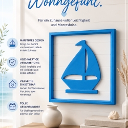 Personalisiertes Wandbild Segelboot 3D-gedruckt mit Rahmen 