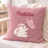 Persoanlisierte Nameskissen mit Hase mit Schmetterling