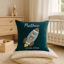 Persoanlisierte Nameskissen mit Rakete