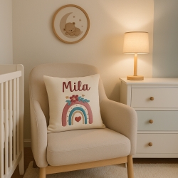 Persoanlisierte Nameskissen mit Regenbogen
