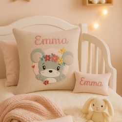 Persoanlisierte Nameskissen mit Boho Maus