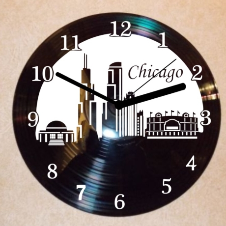 Schallplattenuhr Wanduhr Chicago