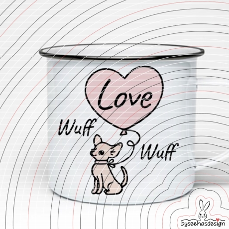 Chihuahua mit Herz Plotterdatei SVG DXF 