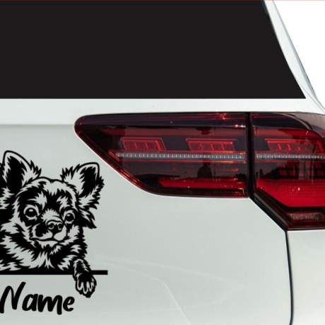 Aufkleber Hund Chihuahua Langhaar