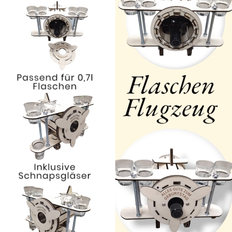 Handgefertigtes Flaschenflugzeug / Ideal für Schnaps, Wein, Sekt