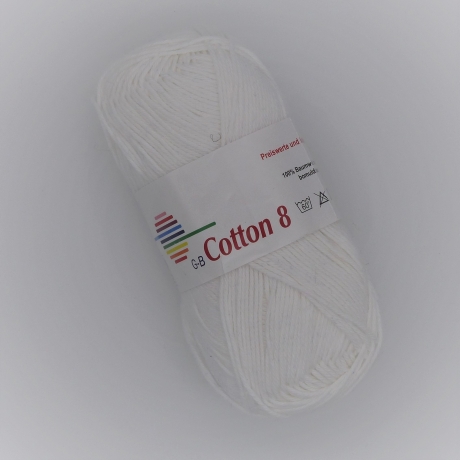 Cotton 8, G-B, 5 Knäuel, weiß, 100 % Baumwolle, Garnset weiss