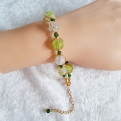 Armband große Größe bis 19,50 cm Perlenschmuck Grün-Golden