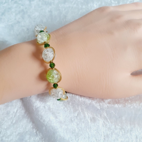 Armband große Größe bis 19,50 cm Perlenschmuck Grün-Golden