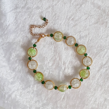 Armband große Größe bis 19,50 cm Perlenschmuck Grün-Golden