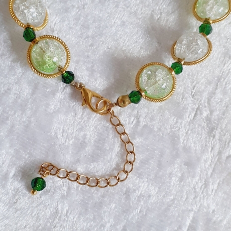 Armband große Größe bis 19,50 cm Perlenschmuck Grün-Golden