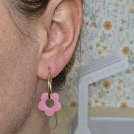 Creolen Set 1 Goldfarben mit 3 Paar Anhängern (Blumen & Abstrakt)