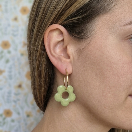 Creolen Set 1 Goldfarben mit 3 Paar Anhängern (Blumen & Abstrakt)