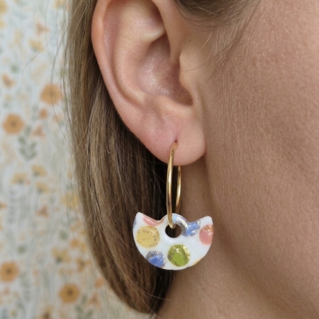 Creolen Set 1 Goldfarben mit 3 Paar Anhängern (Blumen & Abstrakt)