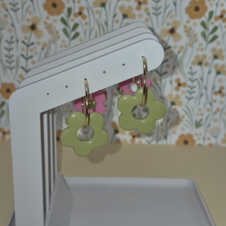 Creolen Set 1 Goldfarben mit 3 Paar Anhängern (Blumen & Abstrakt)