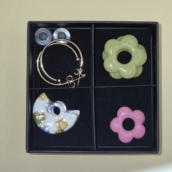 Creolen Set 1 Goldfarben mit 3 Paar Anhängern (Blumen & Abstrakt)