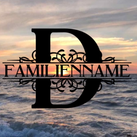 Aufkleber Monogramm D mit Familiennamen